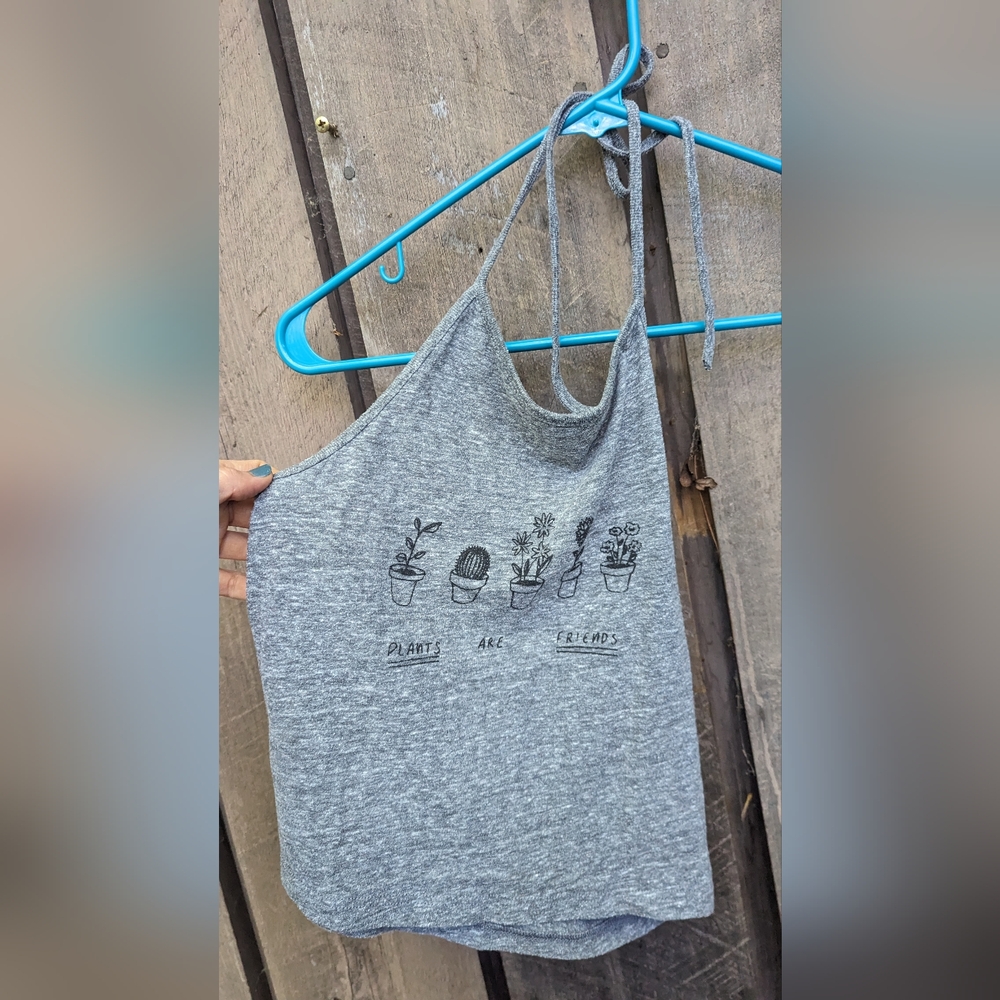 Brandy Melville "Plants Are Friends" Halter  Crop Top